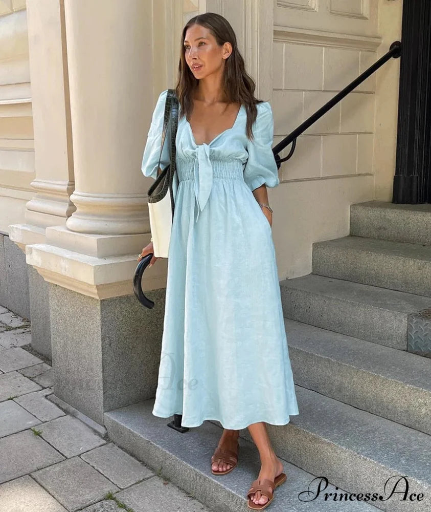 GISELE Elegant DRESS Light Blue / M