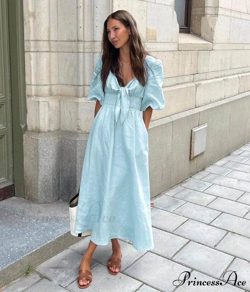 GISELE Elegant DRESS Light Blue / S