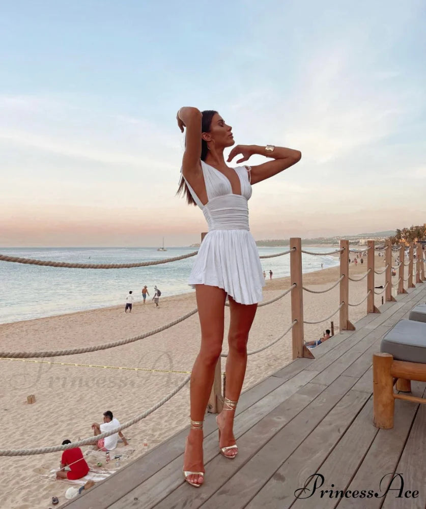 GIULIA Elegant MINI DRESS White / L