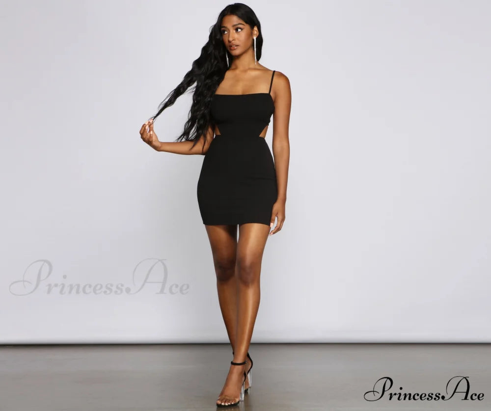 Glam And Pose Charming Crepe Cutout Mini Dress