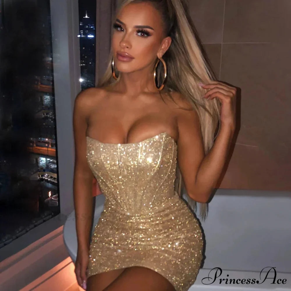 Glamorous Night Club Sexy Bodycon Glitter Christmas Party Dress