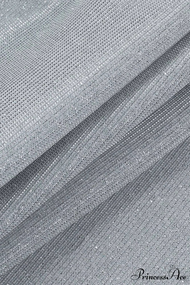 Glitter Chain Long Sleeve Ruched Mini Dress