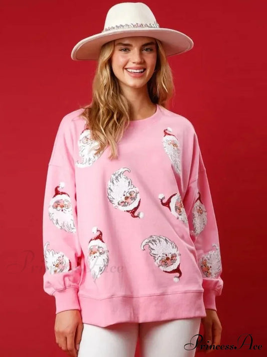 Glitter Patchwork Vintage Harajuku Slim Long Sleeve Streetwear Christmas Hoodie Christmas Hoodies-L