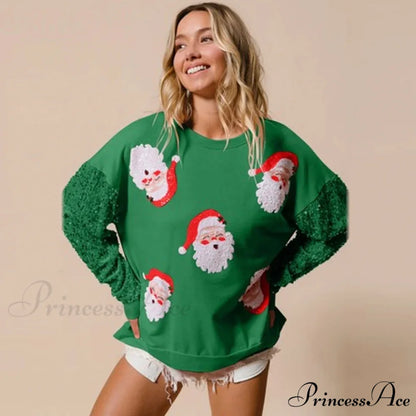 Glitter Patchwork Vintage Harajuku Slim Streetwear Christmas Hoodie gren 2 / S Christmas Hoodies-L