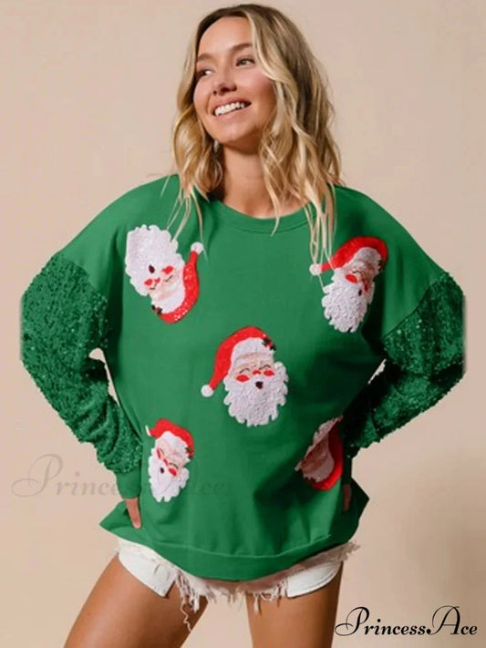 Glitter Patchwork Vintage Harajuku Slim Streetwear Christmas Hoodie Christmas Hoodies-L