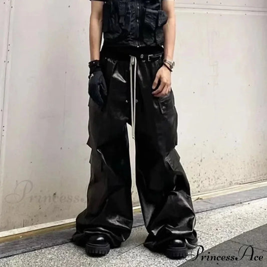 Glossy Black PU Leather Halloween Pants M / Black