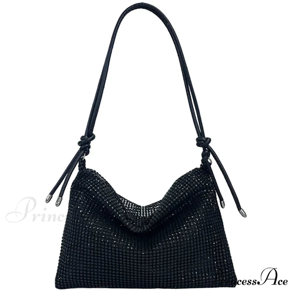 Glossy Shoulder Chain Satchel Marriage Cocktail Clutch Bag Black3 clutchbag-250126