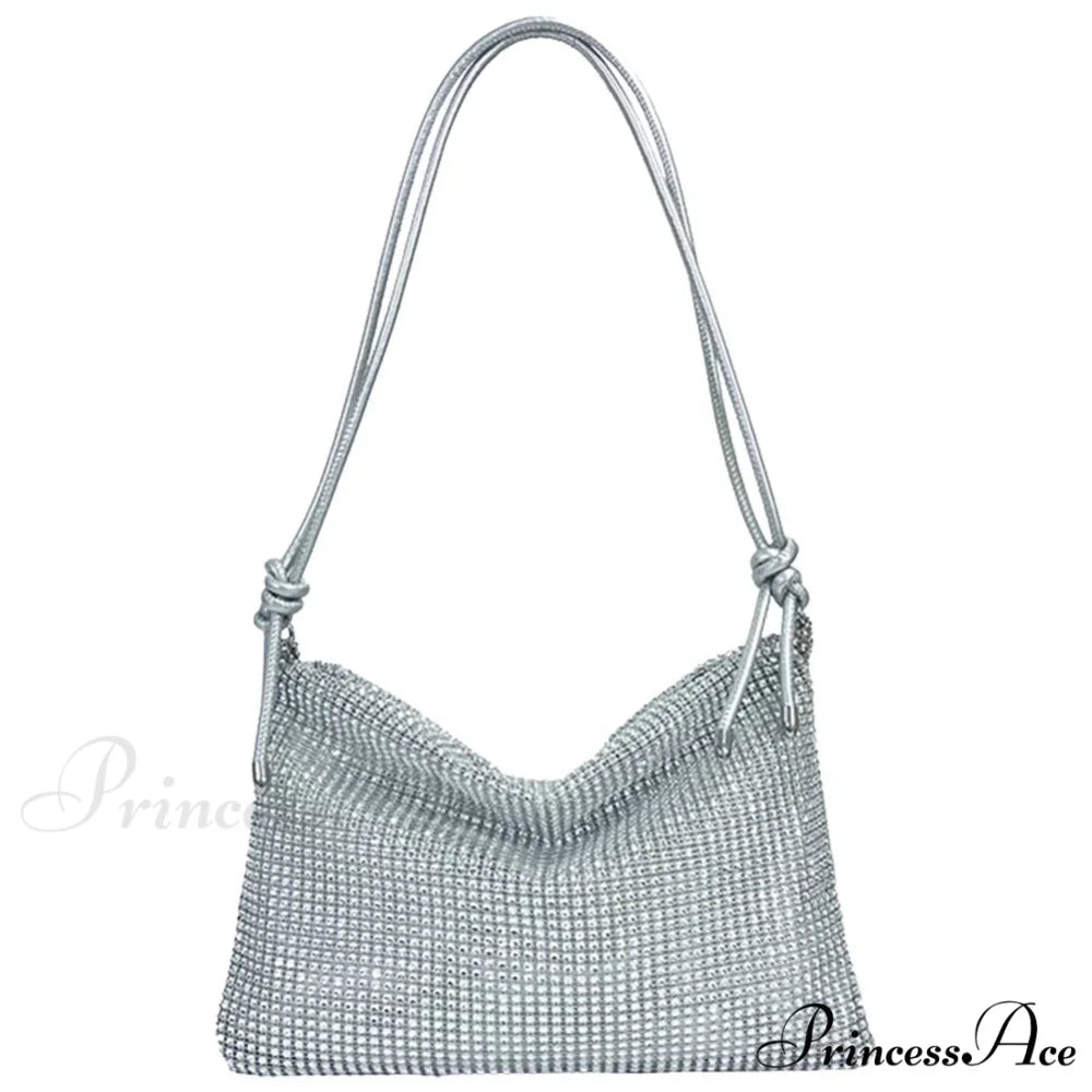 Glossy Shoulder Chain Satchel Marriage Cocktail Clutch Bag Silver5 clutchbag-250126