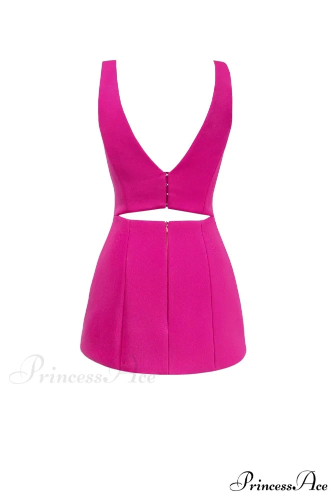 Glossy Ultra Mini Dress Graceful In Pink With Cutouts