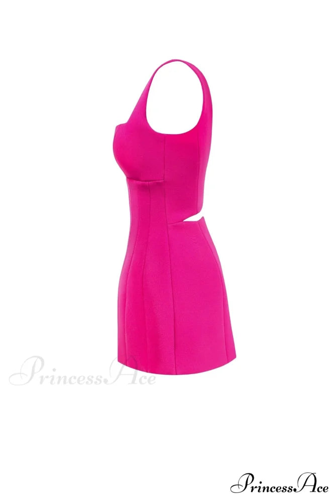 Glossy Ultra Mini Dress Graceful In Pink With Cutouts