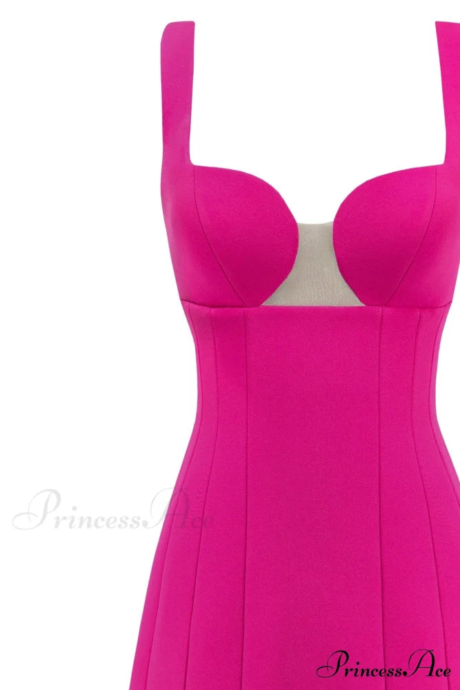 Glossy Ultra Mini Dress Graceful In Pink With Cutouts