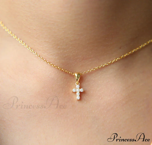 Gold Cross Pendant Necklace 40cm / Gold