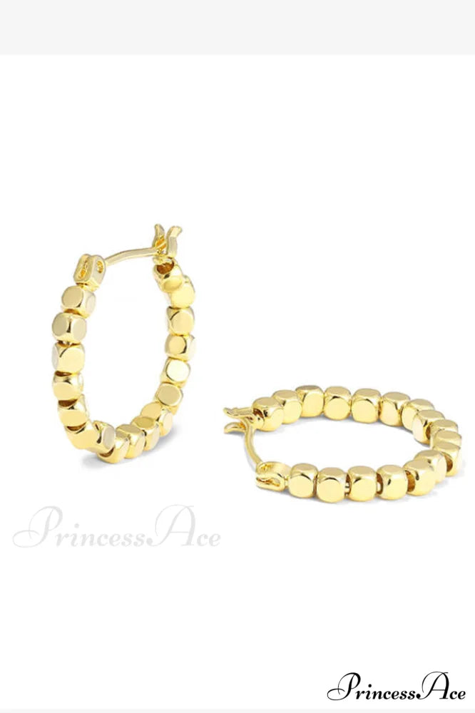 Gold Sugar Stylish Cube Hoops Gold