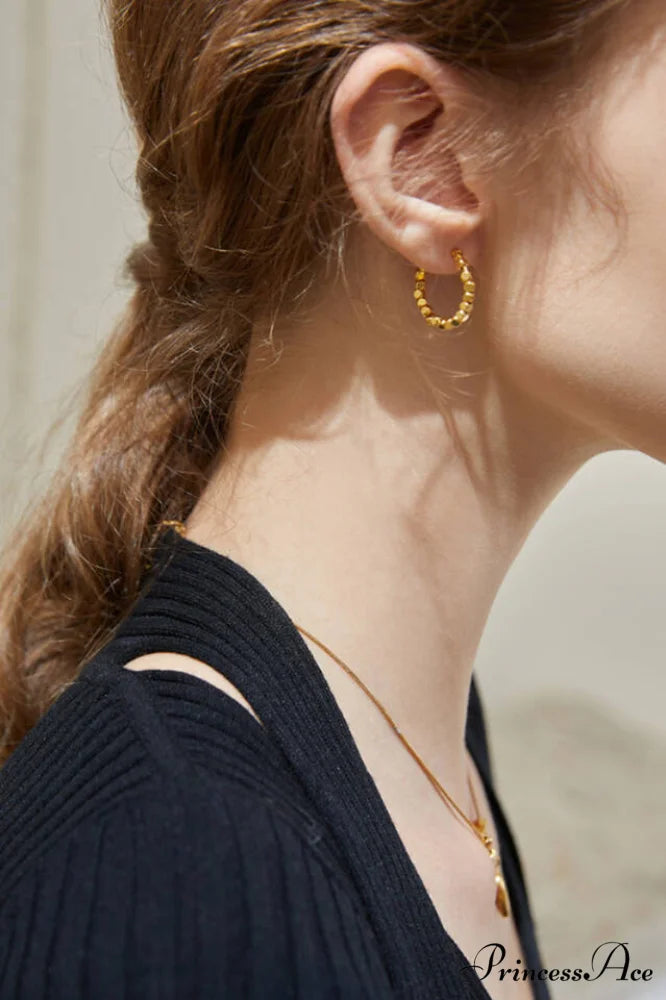 Gold Sugar Stylish Cube Hoops Gold