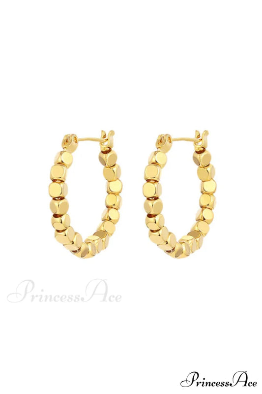 Gold Sugar Stylish Cube Hoops Gold