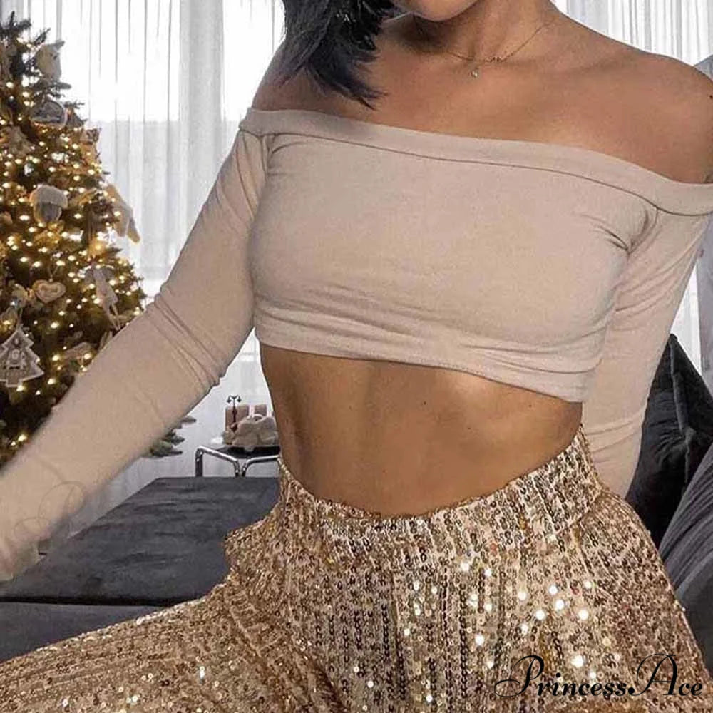 Golden Sequined High Waist Loose Long Trouser