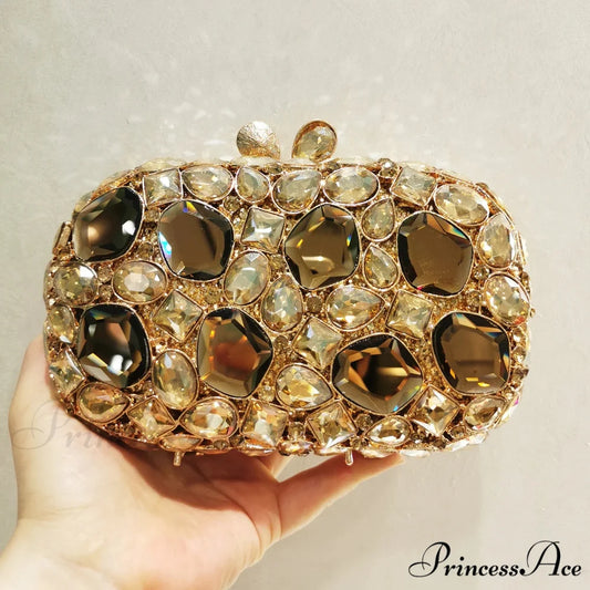 Golden/Silvery Crystal Evening Clutch Wristlet wristlet-250126