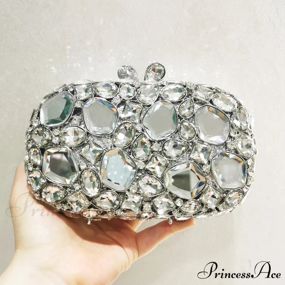 Golden/Silvery Crystal Evening Clutch Wristlet wristlet-250126