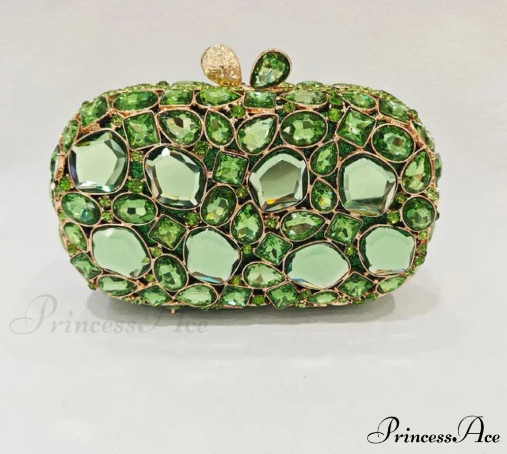 Golden/Silvery Crystal Evening Clutch Wristlet light green1 wristlet-250126