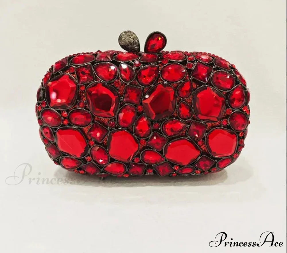 Golden/Silvery Crystal Evening Clutch Wristlet Red wristlet-250126