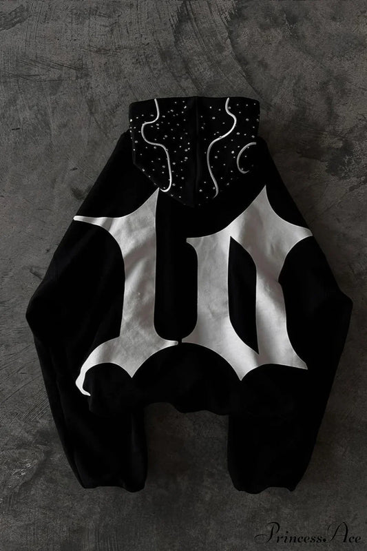 Goth Dark Letter Print Unisex Harajuku Oversized Hoodie