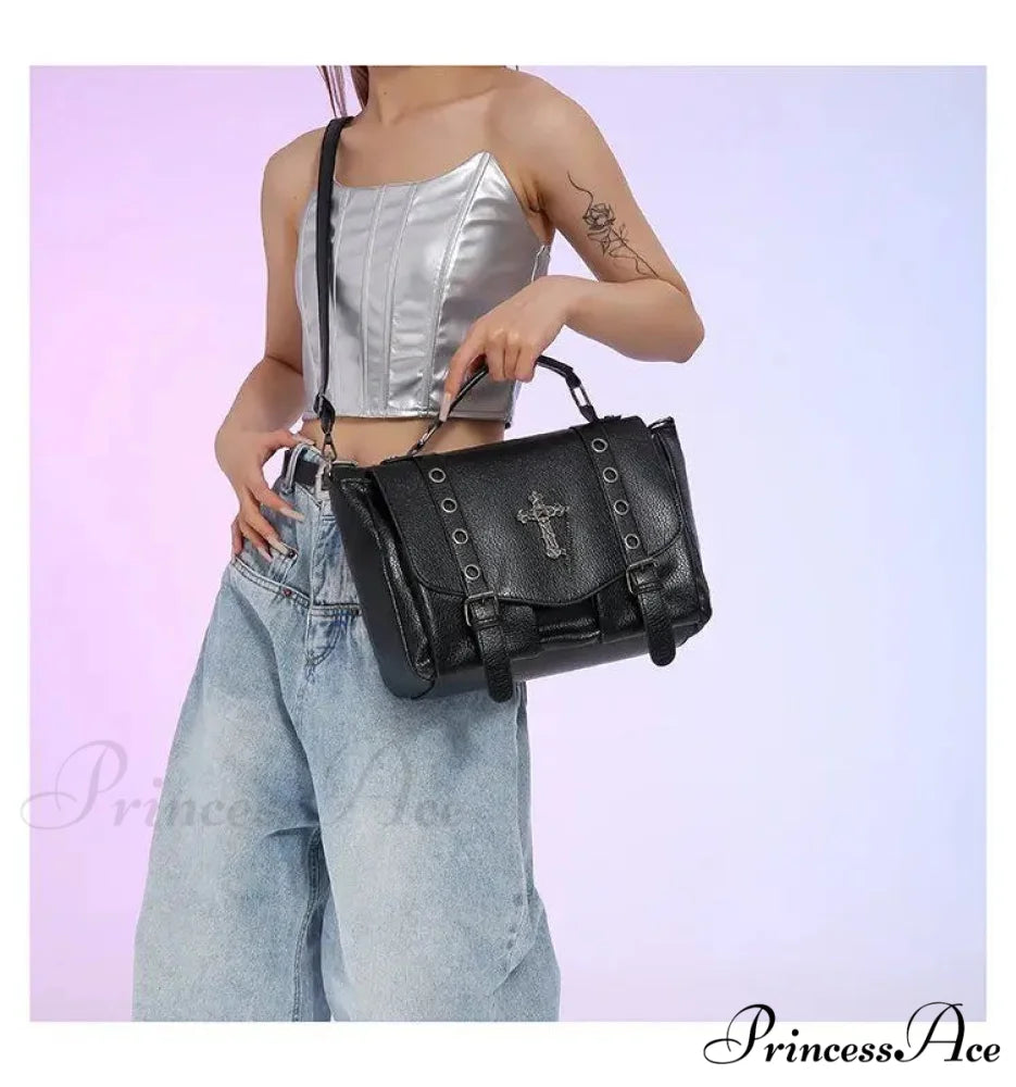 Goth Style Large Capacity Skull Computer Multi-function Unisex Waterproof Backpack Bag Black