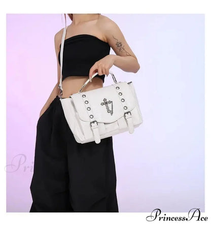 Goth Style Large Capacity Skull Computer Multi-function Unisex Waterproof Backpack Bag WHITE