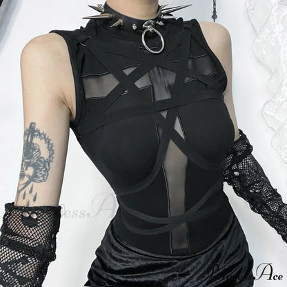 Goth Vintage Harajuku Punk Aesthetic Bandage Sleeveless Crop Top