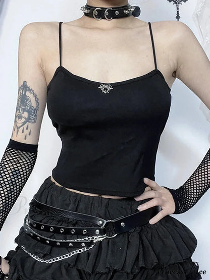 Gothic Dark Stylish Summer Personalized Trendy Unique Chic Crop Top Black / One Size