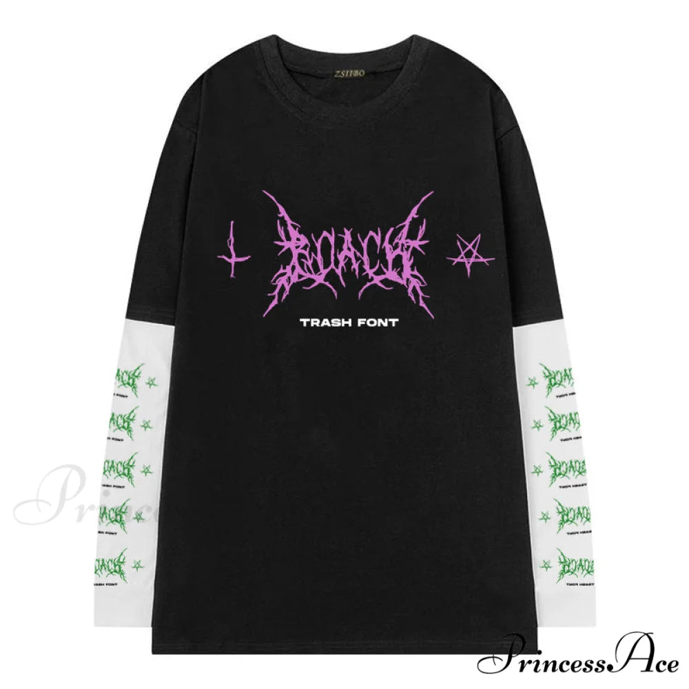 Gothic Graphic Print T-shirt BLACK1 / M