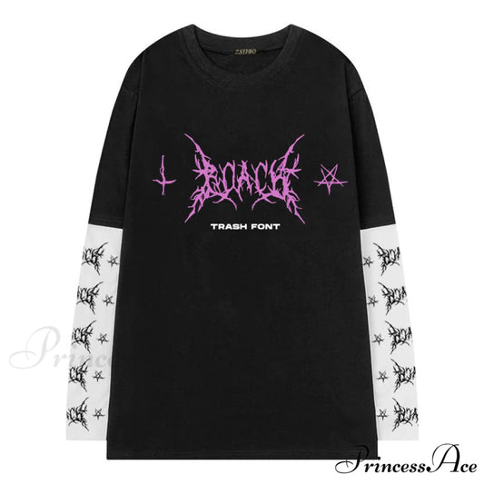 Gothic Graphic Print T-shirt BLACK2 / M