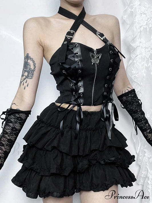 Gothic Harajuku Cyber Punk Zipper Crop Top 1 / S
