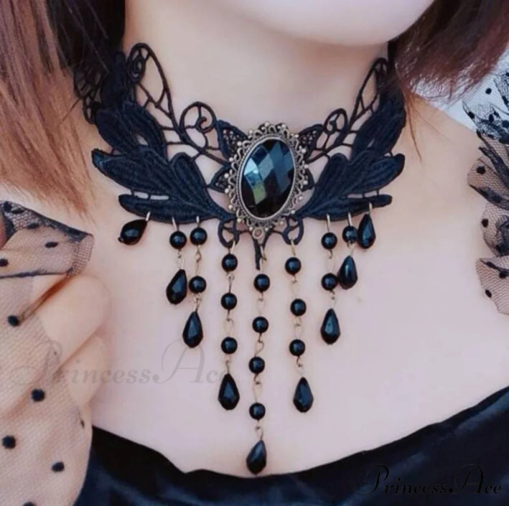 Gothic Lace Choker Necklace Black Punk Minimalist Necklace BLACK