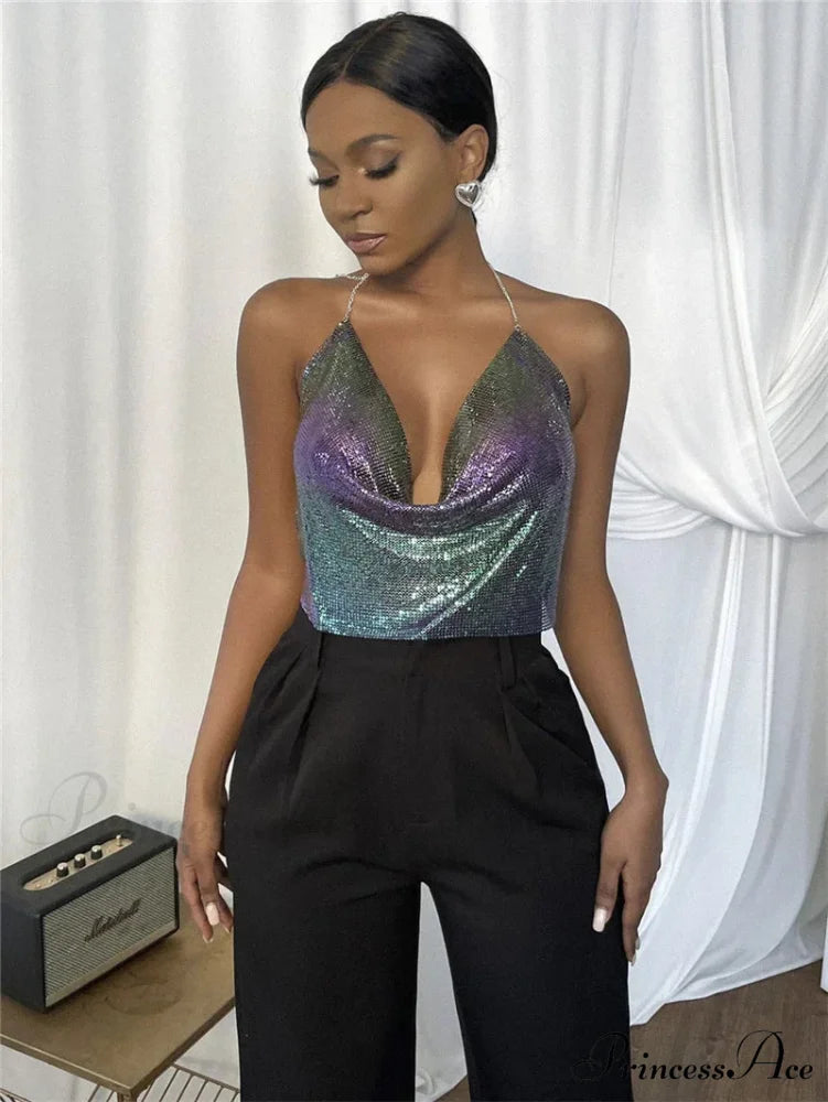 Gothic Party Club Corset Rhinestones Crop Top radiance / S