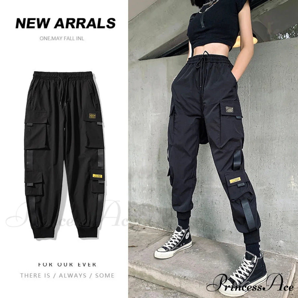 Gothic Punk Hip Hop Harajuku Baggy Cargo Pants Black 2 / S
