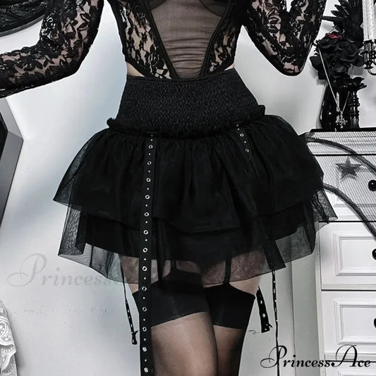 Gothic SteamPuffy Tutu Women’s Retro Classic High Waist Tulle Multi Layered for Cosplay Party Dress Skirt