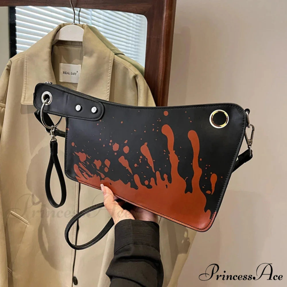 Gothic Unique Design PU Leather Knife Shaped Halloween Clutch Bag BLACK
