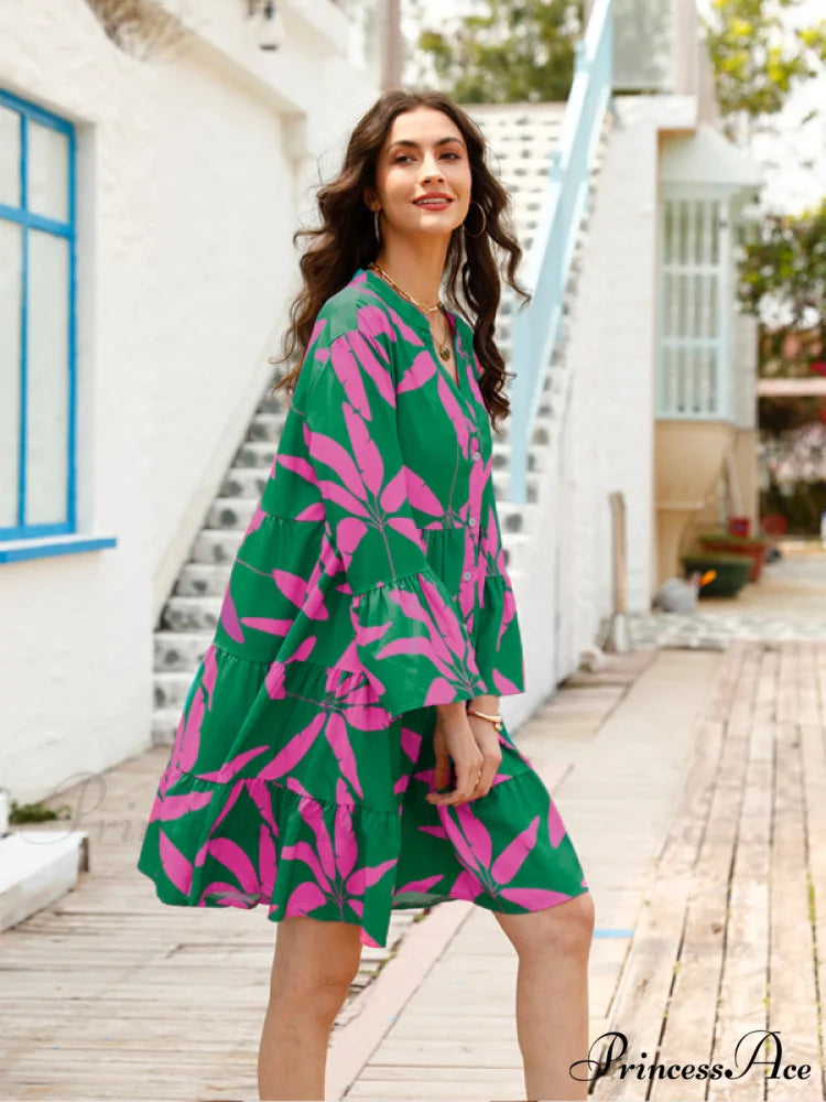 Gown for Design Bell Flowered Arm Women Green / S