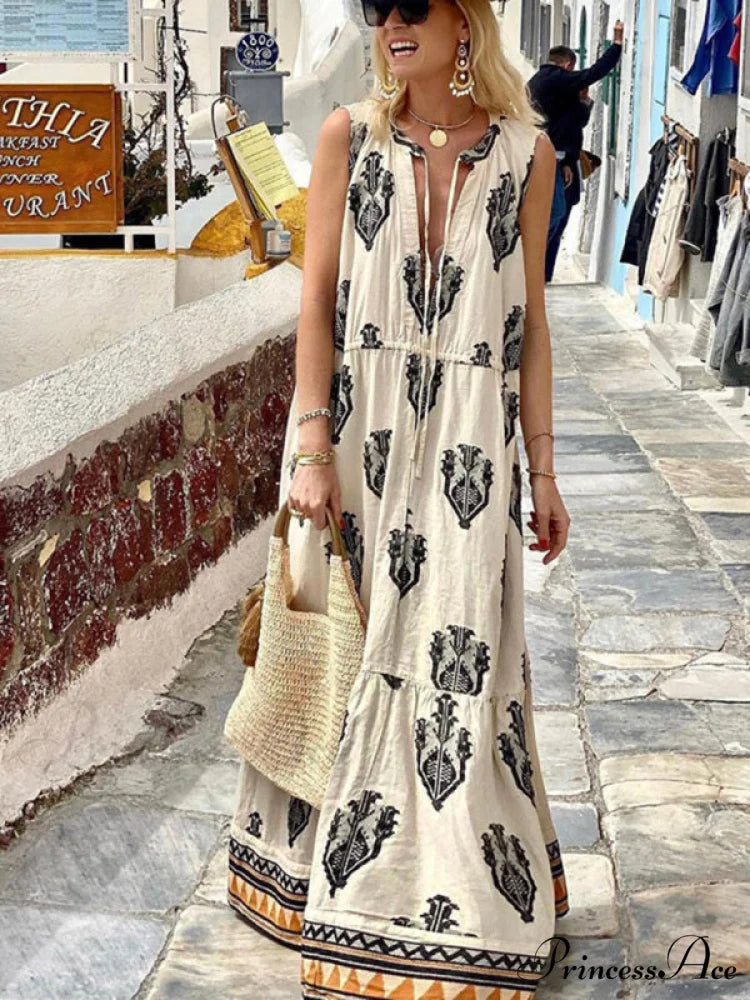 Gown for Design Full-Length Sleeveless Bohemian Women