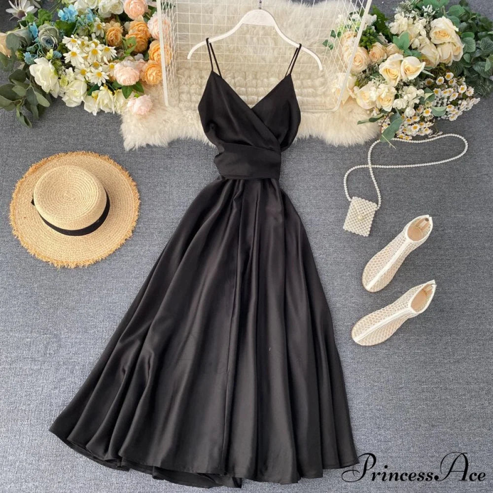 Gown Spaghetti Backless V Women Neck Tank Full-Length Robe Sexy Party Strap Female Long Dresses Festive Warm-Season