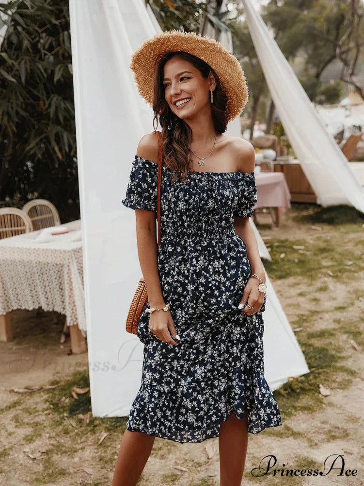 Gown with Brief Bohemian Arm Print M / blue