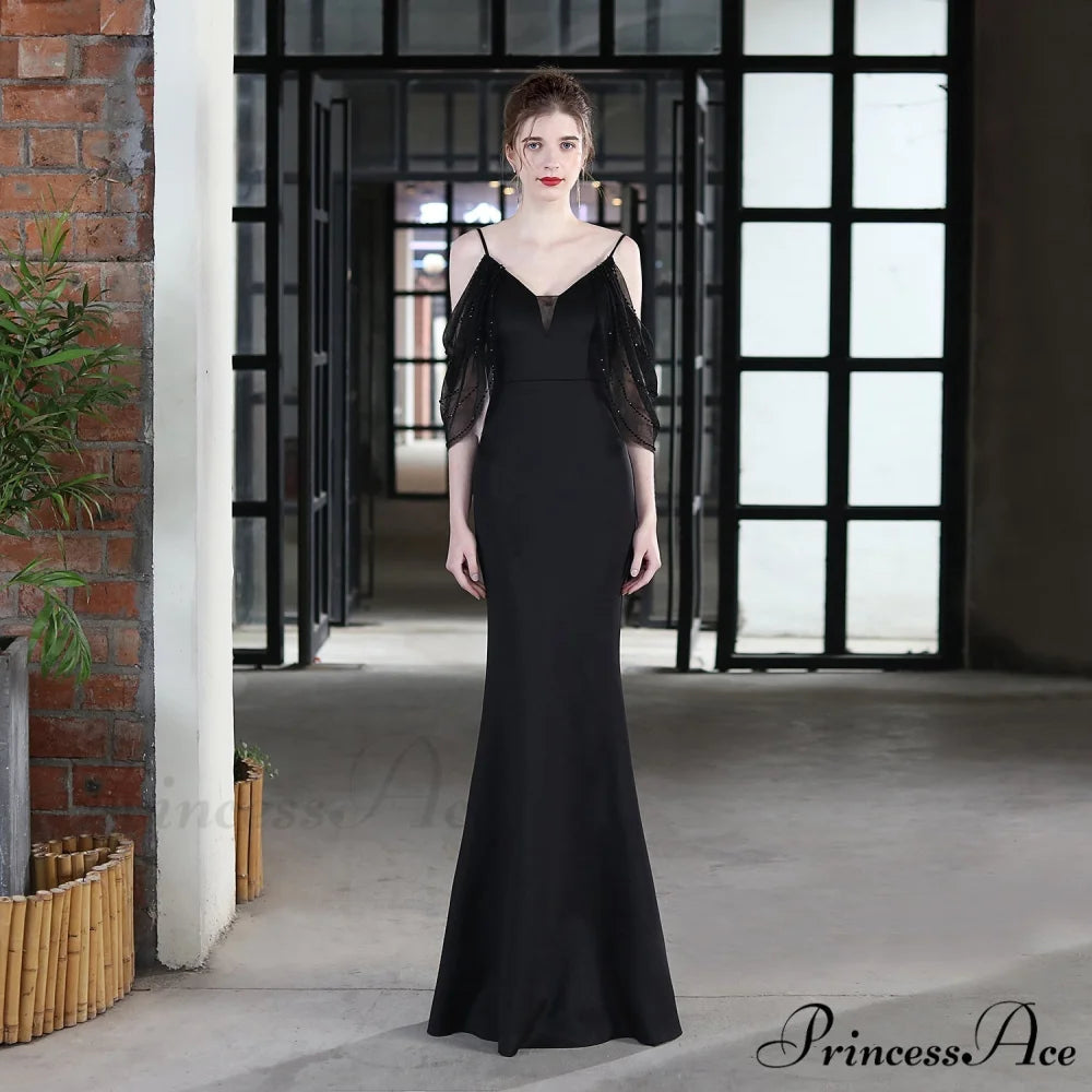 Grace Mesh Stylish Trim Sleeve Dress BLACK / XS