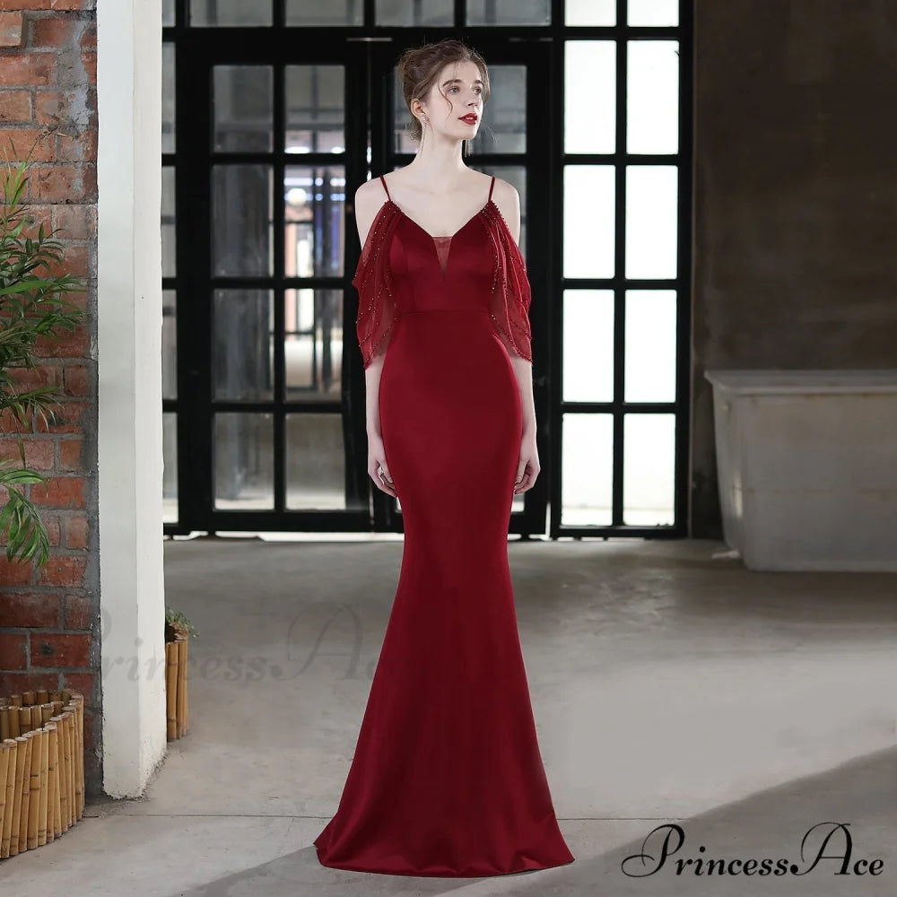 Grace Mesh Stylish Trim Sleeve Dress BURGUNDY / XS