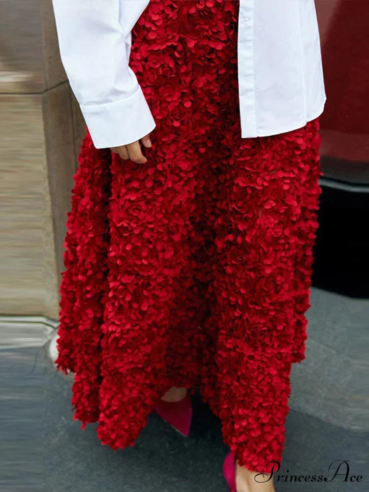 Graceful 3D Blossom Solid A-Line Stretchable High Waist Skirt skirt-250126