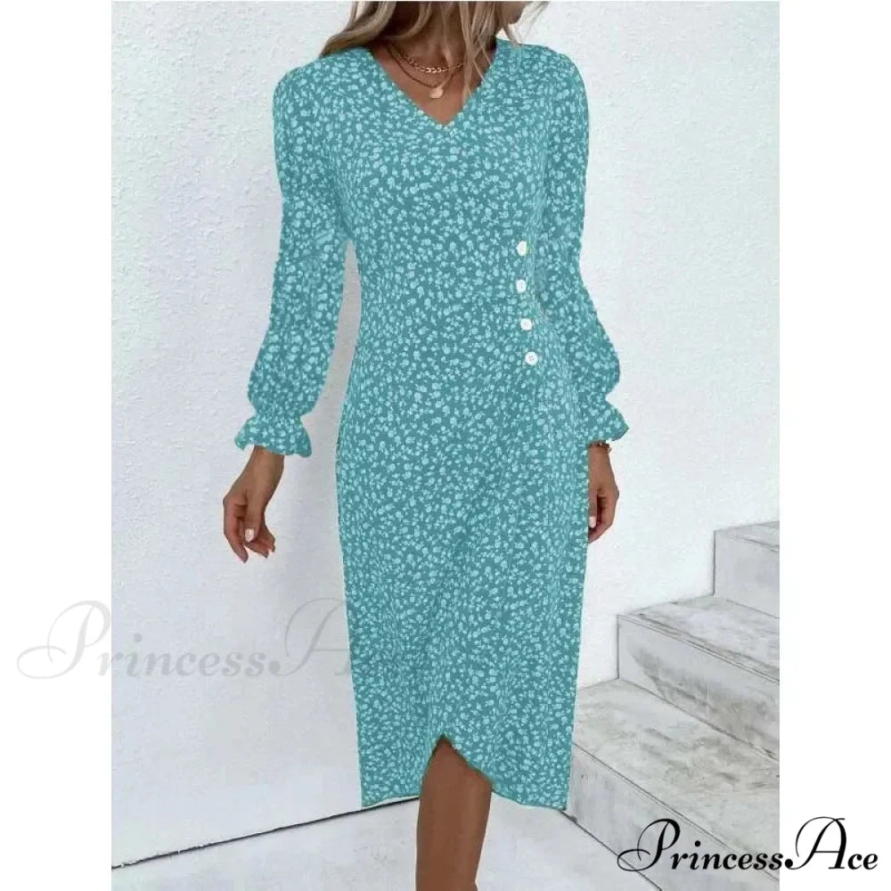 Graceful Flower Midi Puff Sleeve Gathered Waist Flower Dress oldfloraldress-250126