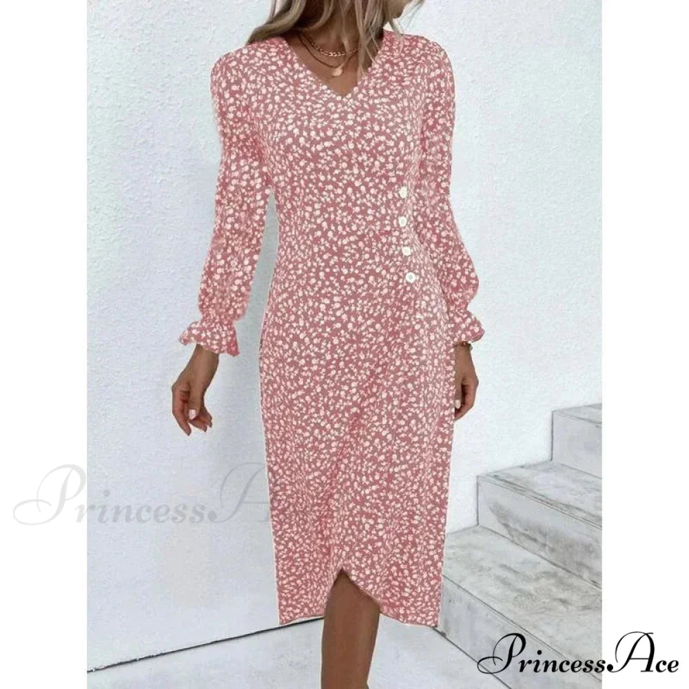 Graceful Flower Midi Puff Sleeve Gathered Waist Flower Dress oldfloraldress-250126