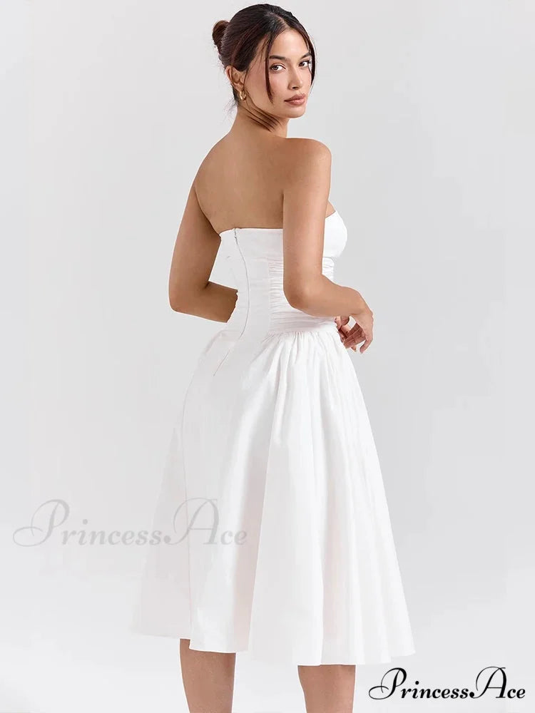 Graceful Midi Waist Wrap A-line Holiday Dress vacationdress-250223