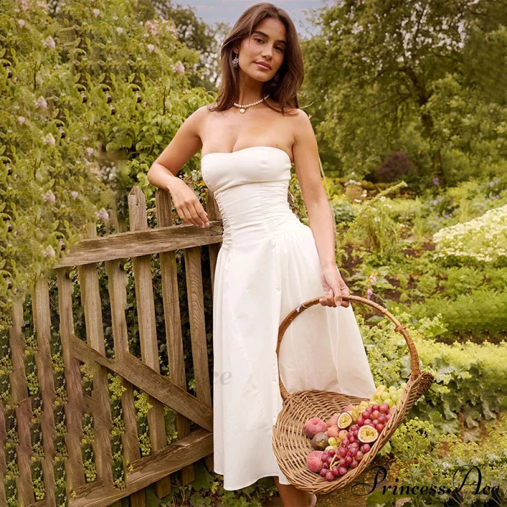 Graceful Midi Waist Wrap A-line Holiday Dress vacationdress-250223