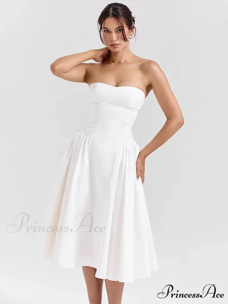 Graceful Midi Waist Wrap A-line Holiday Dress vacationdress-250223