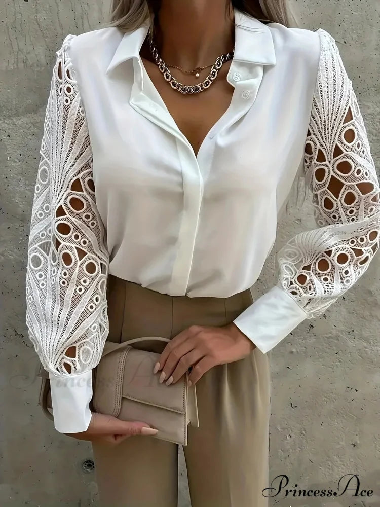 Graceful Strong Chiffon V Neck Blouse WHITE / S blouse-250126